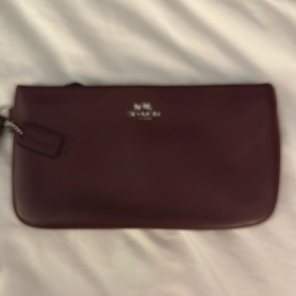 Coach Burgundy Leather Clutch Wristlet